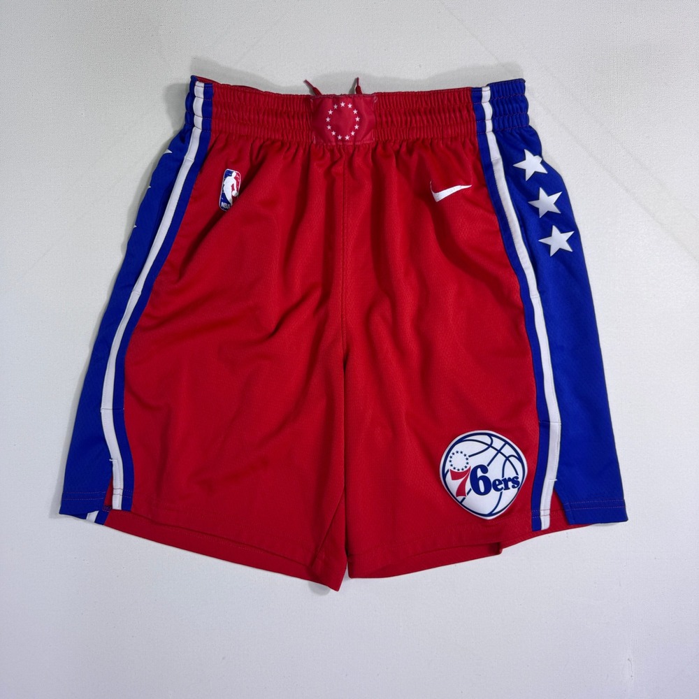 Nike Philadelphia 76ers NBA Basketball Shorts Mens Large Red Dri-Fit Logo